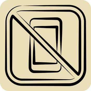 Icon No Phone. related to Public symbol. hand drawn style. design editable vector