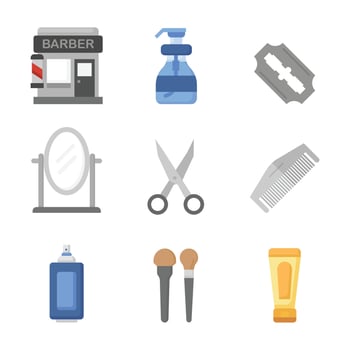 Collection of flat barber tools icons stock illustration vector