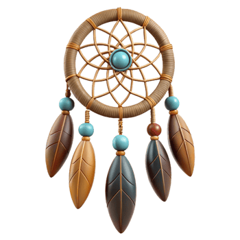 Circular Dreamcatcher in 3D with Artistic Feathers png