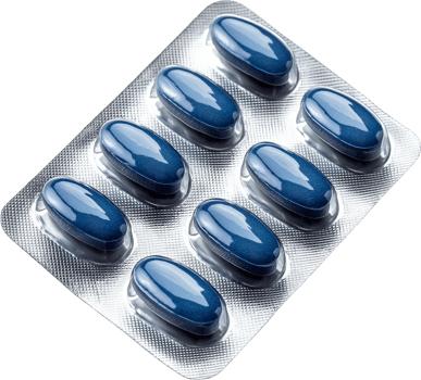 blue pills in a pack on a transparent background png