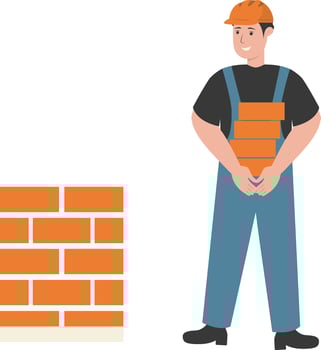 Adult Man Construction Carrying Brick vector