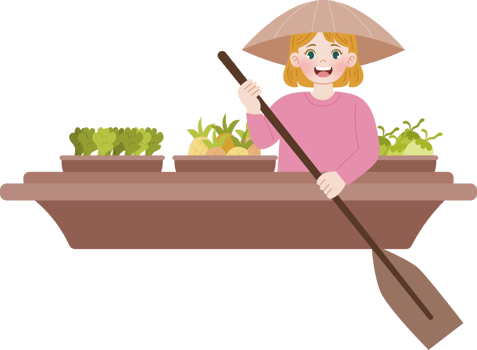 woman working as floating market vendor png