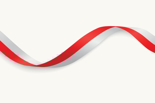 Indonesia flag on Waving ribbon, white background vector