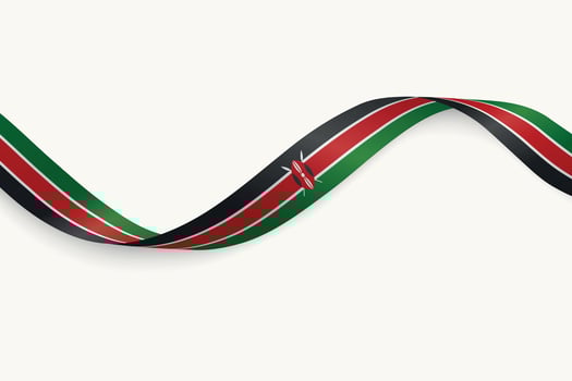 Kenya flag on Waving ribbon, white background vector