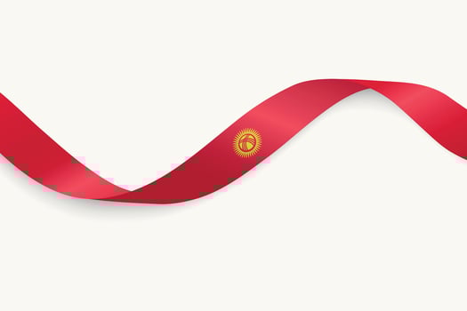 Kyrgyzstan flag on Waving ribbon, white background vector