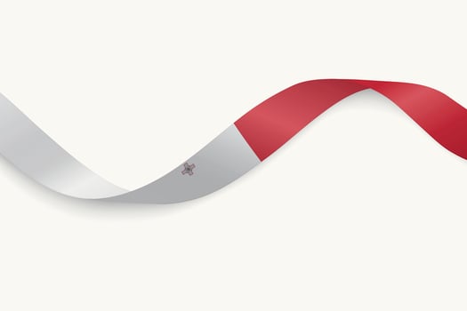 Malta flag on Waving ribbon, white background vector