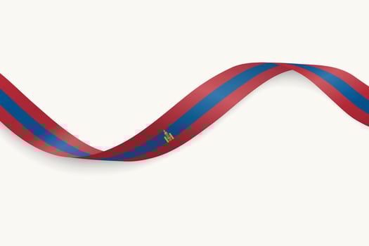 Mongolia flag on Waving ribbon, white background vector