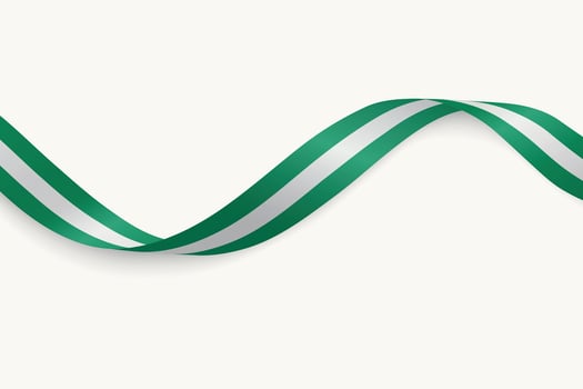 Nigeria flag on Waving ribbon, white background vector
