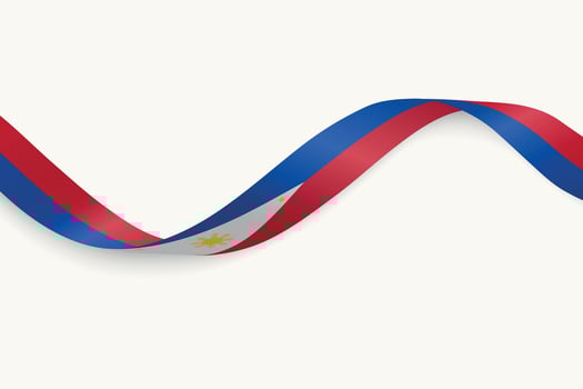Philippines flag on Waving ribbon, white background vector