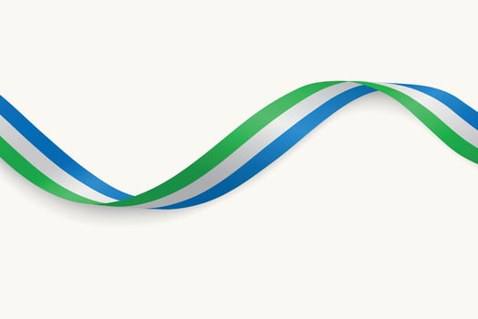 Sierra Leone flag on Waving ribbon, white background vector