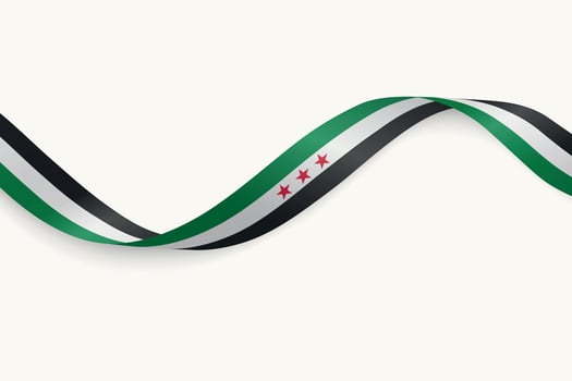 Syria flag on Waving ribbon, white background vector