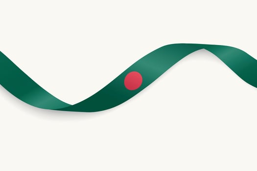 Bangladesh flag on Waving ribbon, white background vector
