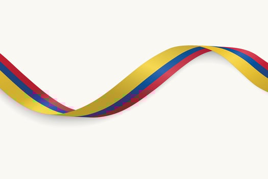 Colombia flag on Waving ribbon, white background vector