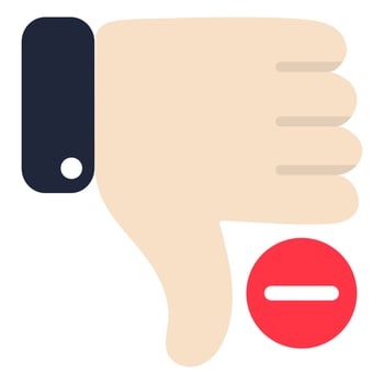 Thumbs down hand flat icon isolated on white background. vector