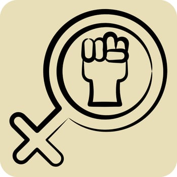 Icon Woman Power. related to Women symbol. hand drawn style. design editable vector