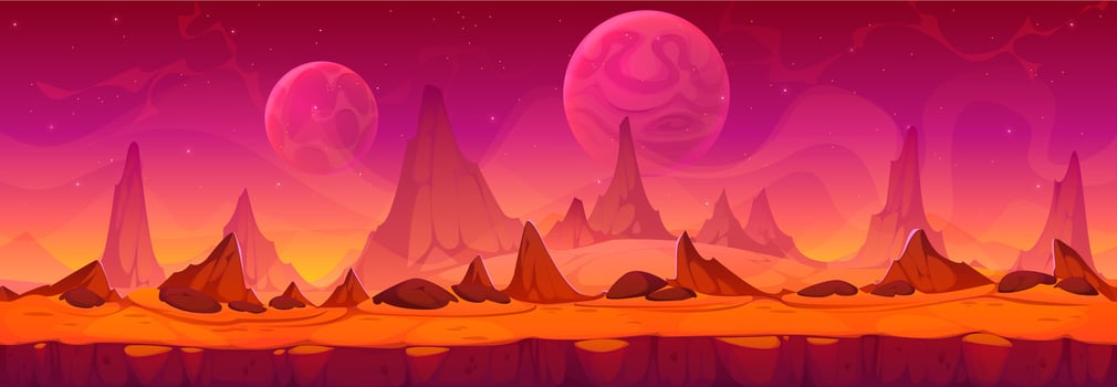 Alien space planet landscape with red terrain vector