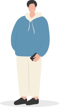 Men Carrying Phone with Blue Jacket vector