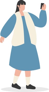 Young Lady Carrying Smartphone vector
