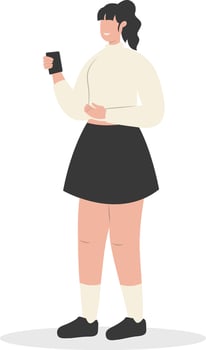 Female Carrying Smartphone with Skirt vector