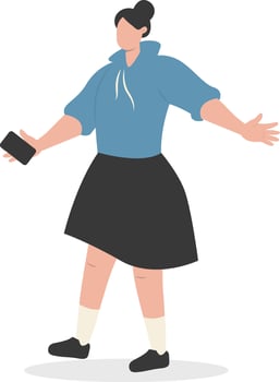 Women Carrying Smartphone with Blue Jacket vector