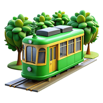 3D tram icon for city transport png