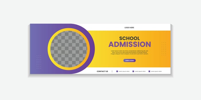 School Admission Web Banner Template, Back to School Social Media Cover Template for university vector
