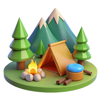 Vibrant campfire icon for outdoor themes png