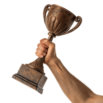 bronz trophy on hand png