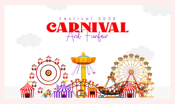 Colorful happy carnival web landing page vector