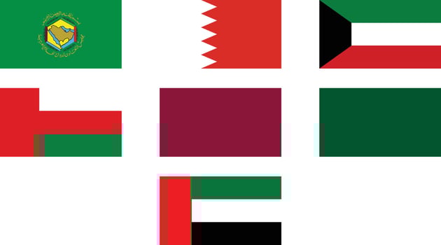 Gulf Cooperation Council, GCC Members Flag Set Illustration vector
