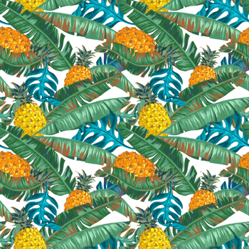 Seamless pattern with stylized pineapples and tropical leaves png
