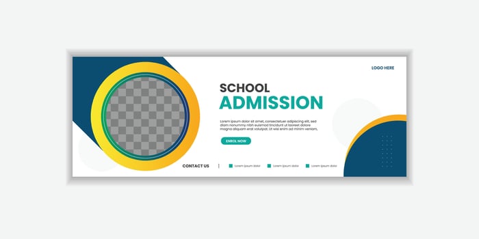 School Admission Web Banner Template, Back to School Social Media modern Cover Template for education, university, business, industry etc vector