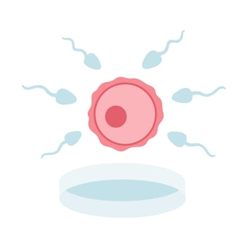 In vitro fertilization. Egg, sperm illustration in cartoon flat style. Fertilization process. vector