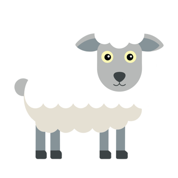 A cartoon lamb, sheep icon with big cute eyes png