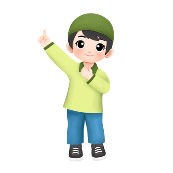 happy kid greeting ramadan, pointing his finger up png