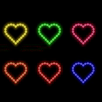 A set of neon heart icons with a cordiogram in bright colors. Logo for medicine.. vector