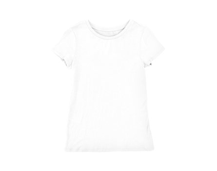 Isolated folded white blank female T-shirt product for design concept mock up png