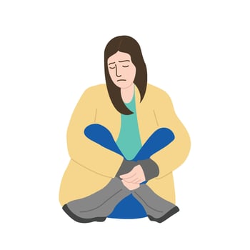 Woman stressed sitting Mental Health Illustration vector