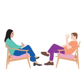 Man counseling with psychologist Mental Health Illustration vector