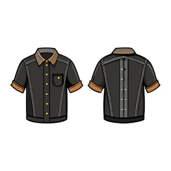 Short sleeve black casual shirt template front and back view vector
