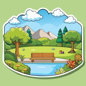 Hand drawn lake scenery vector