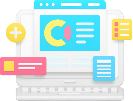 Laptop browser workflow data business analyzing 3d icon realistic illustration png