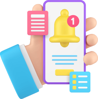 Smartphone reminder notification 3d icon realistic illustration png