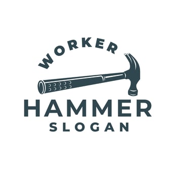 Retro Vintage Hammer Logo in Simple Illustration Style, suitable for Carpentry or Construction Industry. vector