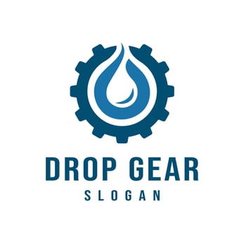 Gear Design Illustration with Simple Water Drop vector