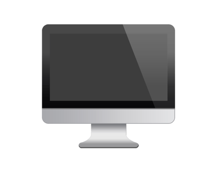 The isolated black and silver desktop personal computer icon in front view png