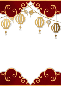 Golden Lantern Festival Frame for Chinese New Year Celebration png