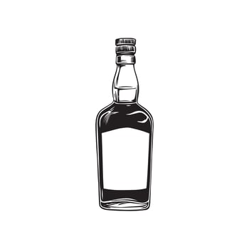 Whiskey Bottle with Detailed Whisky Illustration Artwork vector