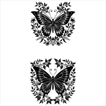 Butterfly Surrounded By Flowers Vectors