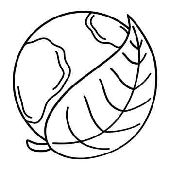 Eco-friendly icon, global Earth and leaf symbol outline doodle drawing design png
